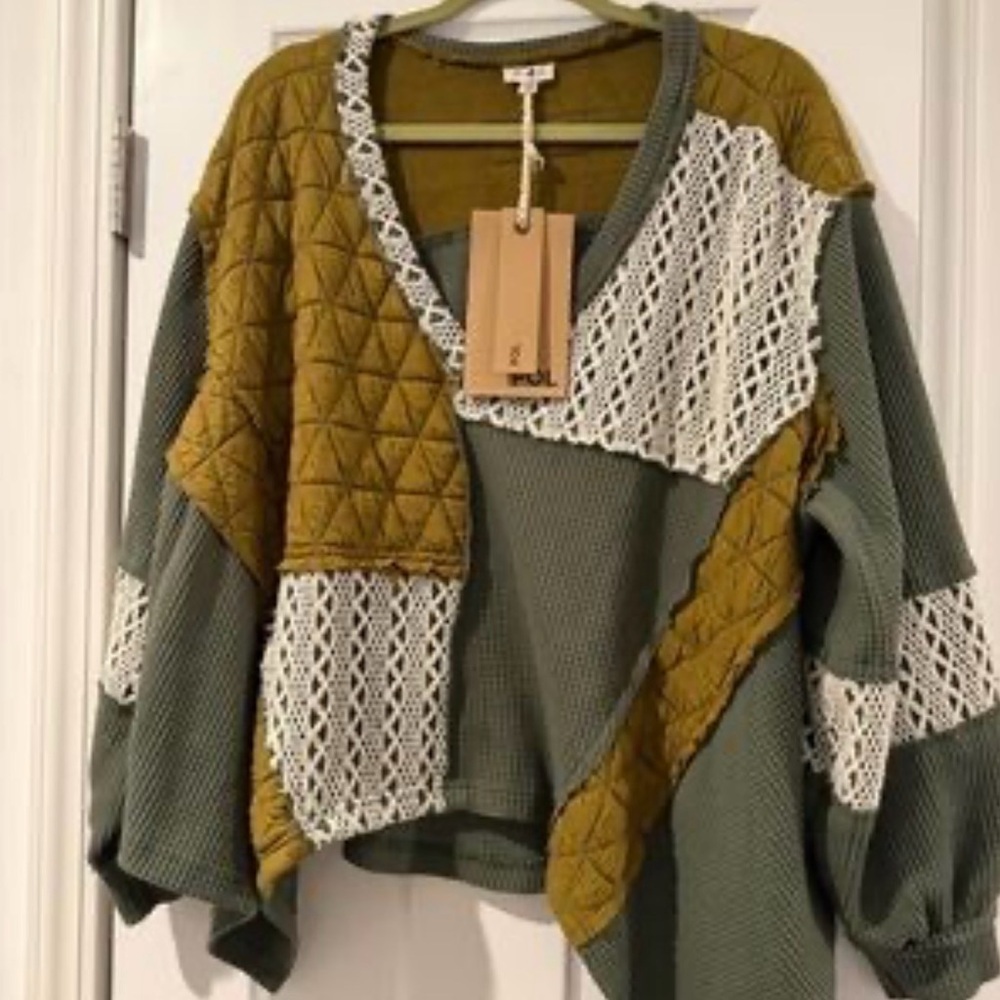 POL | Patchwork Sweater size small NWT - image 6